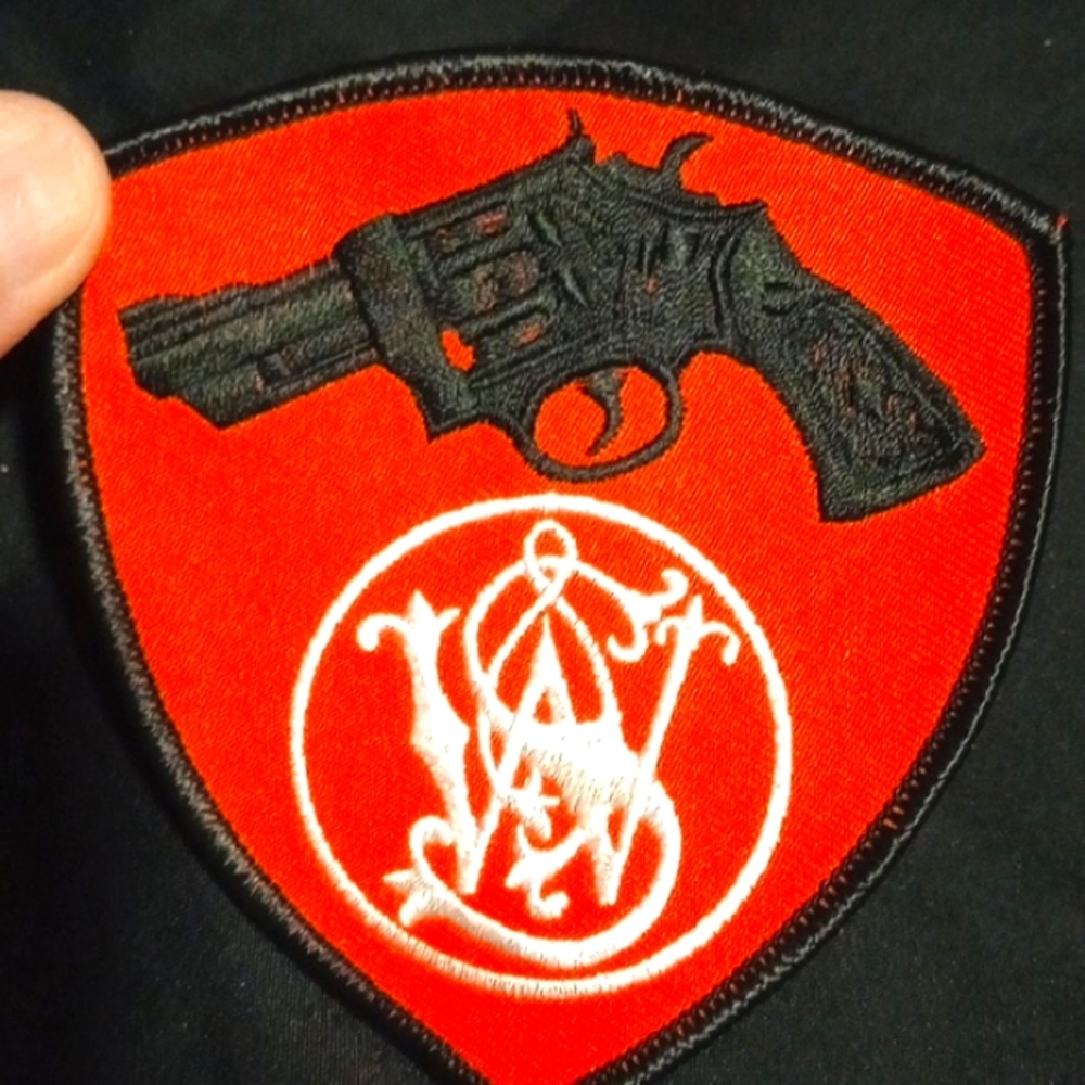 1Vintage Smith&Wesson Patch. .38 Special, Red, Black and White, 3 1/2 x 4 in.
